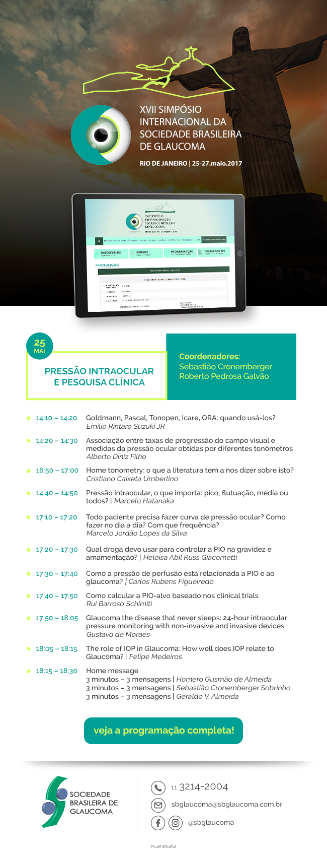 Simpósio SBG 2017 – Pressão intraocular e pesquisa clínica